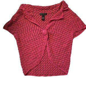 Y2K Inc Sweater Vest Size L Petal Pink Crocheted Coastal Beachy Festival 90's